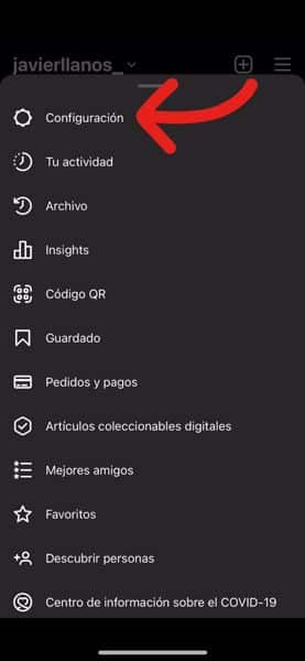 captura de pantalla de la configuración de instagram para aumentar la calidad